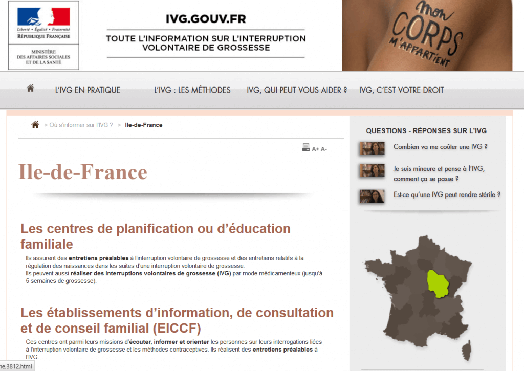 Site ivg.gouv.fr : section de l'annuaire