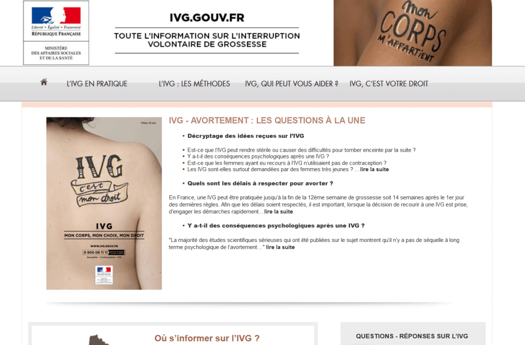 Site ivg.gouv.fr : page d'accueil