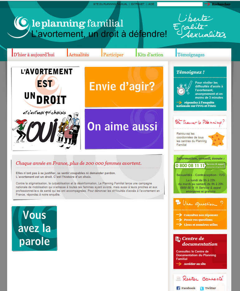 Site du Planning Familial dédié à l'avortement