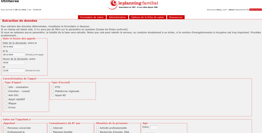 Helpline support software, data extracting tool