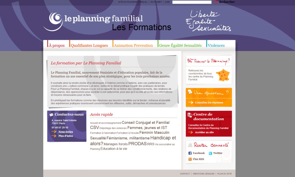 Site dédié Formations du Planning Familial