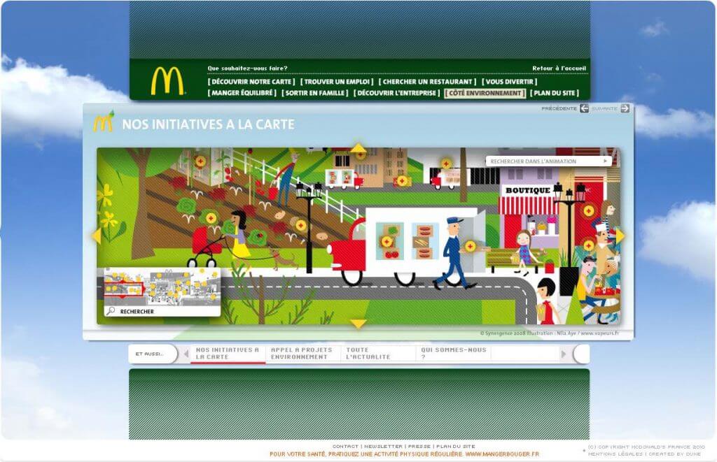 Page d'accueil du module Initiatives du site McDonald's