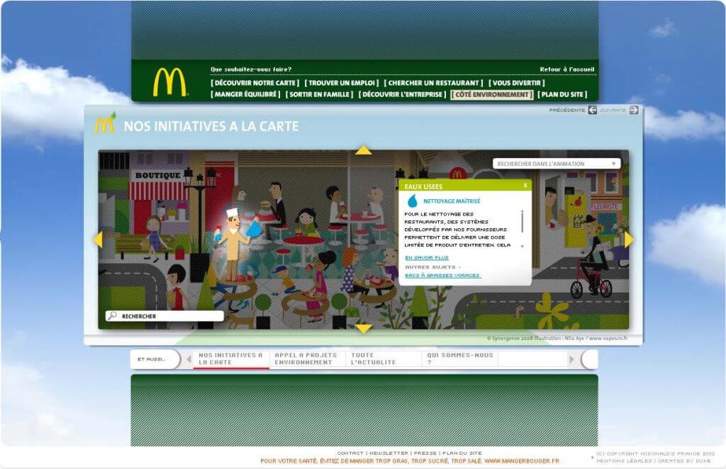 Page détail du module Initiatives du site McDonald's