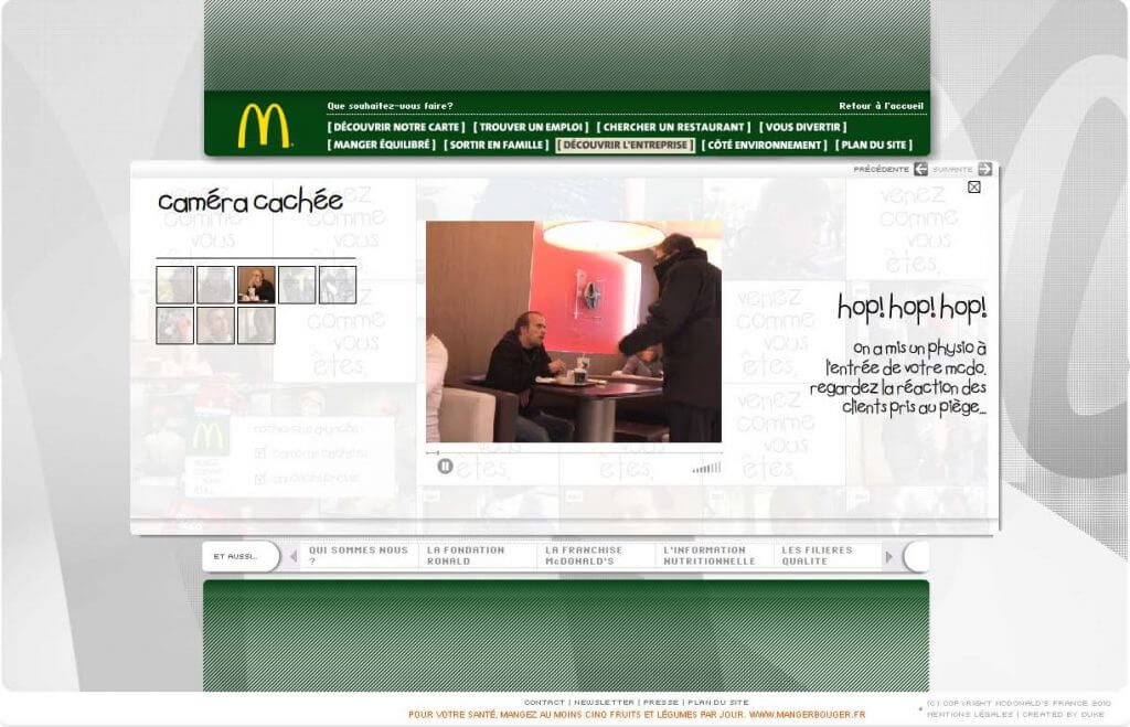 Page Vidéo du module "Venez comme vous êtes" du site McDonald's