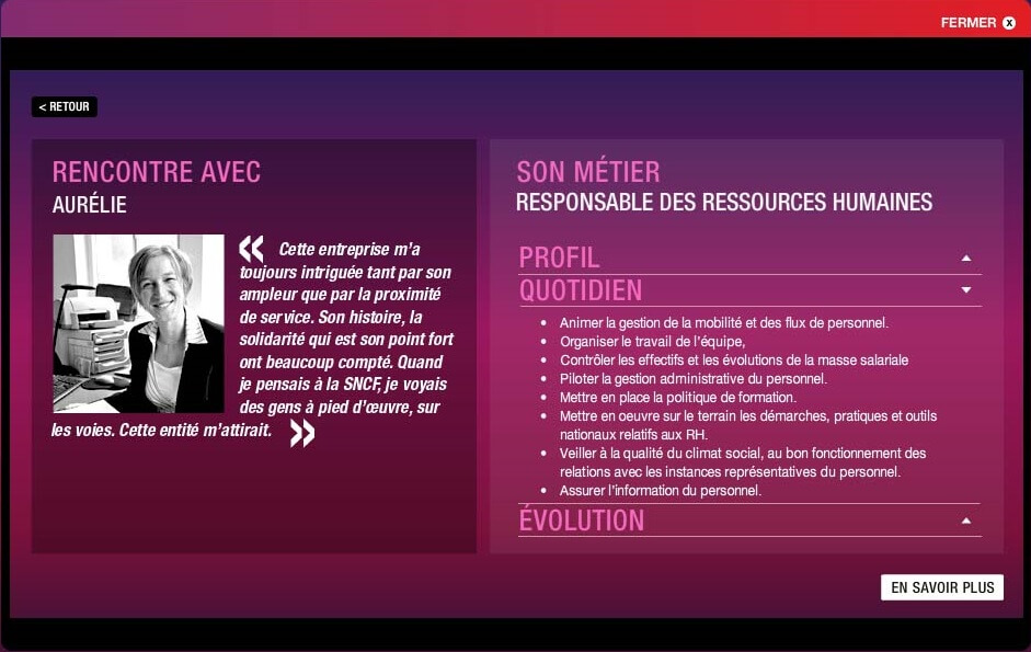 Page détail du module RH du site SNCF